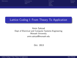 Lattice Coding I: From Theory To Application