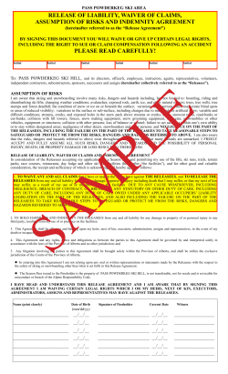 release of liability, waiver of claims, assumption