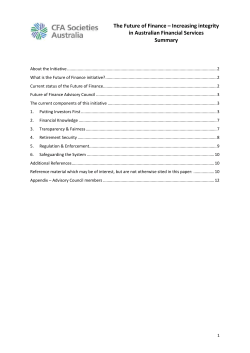 Future of Finance Increasing integrity in Australian Financial Services