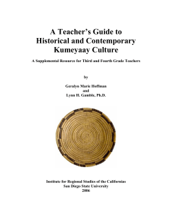 A Teacher`s Guide to Historical and Contemporary Kumeyaay Culture