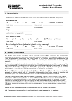 Academic Staff Promotion Head of School Report