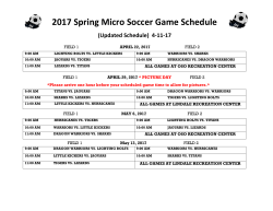 2017 Spring Micro Soccer Game Schedule