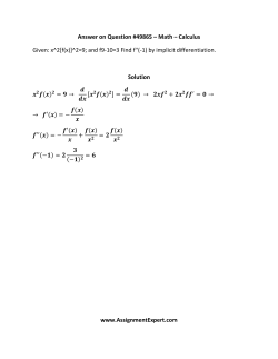 Answer on Question #49865 – Math – Calculus Given: x^2[f(x)]^2=9