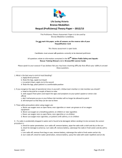 Bronze Medallion Requal (Proficiency) Theory Paper 2012/13