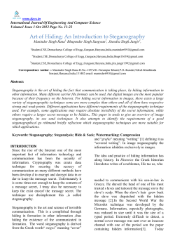 An Introduction to Steganography