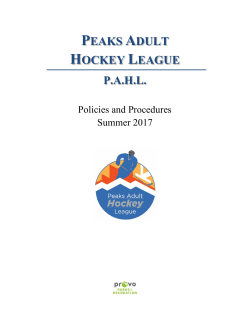 Peaks Adult Hockey League Policies and Procedures