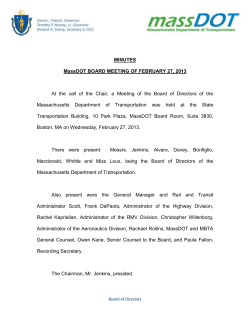 MINUTES MassDOT BOARD MEETING OF FEBRUARY 27, 2013 At
