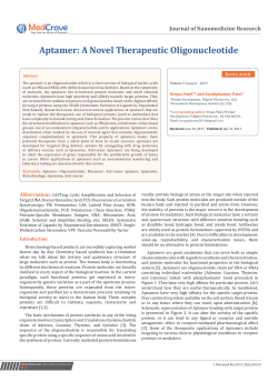 Aptamer: A Novel Therapeutic Oligonucleotide