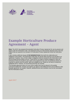 Example Horticulture Produce Agreement – Agent