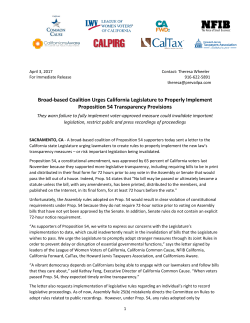 Prop 54 Press Release - The League of Women Voters of California