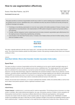 How to use segmentation effectively