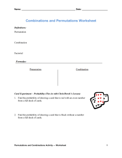 Combination and Permutation Worksheet - UOIT Math