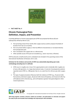 Chronic Postsurgical Pain: Definition, Impact, and Prevention