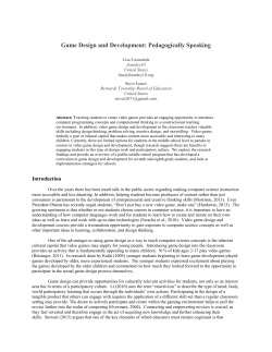 Game Design and Development: Pedagogically Speaking