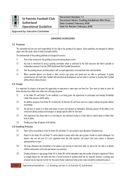 St Patrick`s FC Grading Guidelines