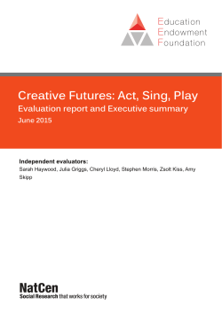 Creative Futures: Act, Sing, Play - EEF | The Education Endowment