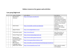 Online resources for games and activities