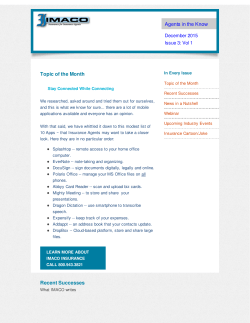 Agents in the Know Topic of the Month Recent Successes