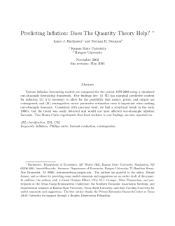 Predicting Inflation: Does The Quantity Theory Help?