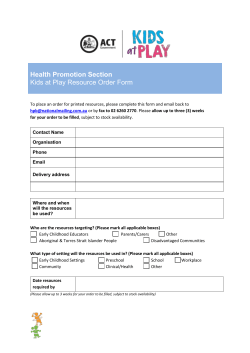 Kids at Play Resource Order Form