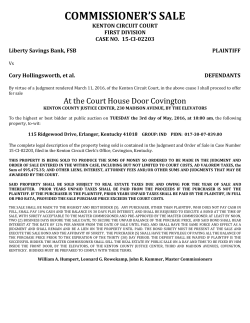 commissioner`s sale - Kenton County Master Commissioner