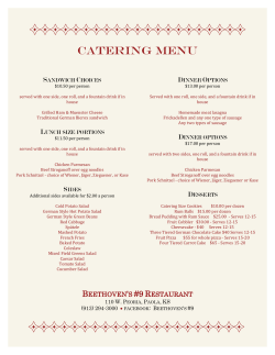 catering menu - Beethoven`s #9