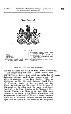 6 GEO VI 1942 No 7 Wanganui City Council Vesting and