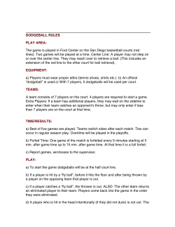 DODGEBALL RULES PLAY AREA: The game is played in Ford