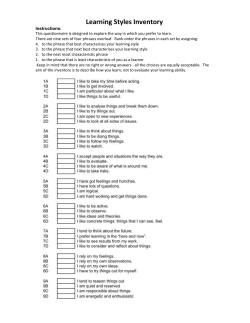 Learning Styles Inventory