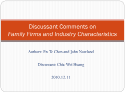 Discussant Comments on Family Firms and Industry Characteristics