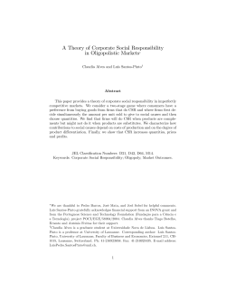 A Theory of Corporate Social Responsibility in Oligopolistic Markets&lowast;