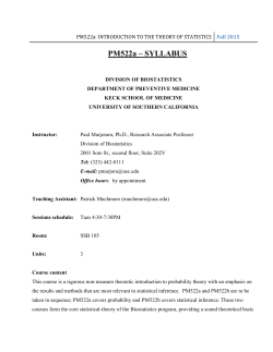 PM522a: INTRODUCTION TO THE THEORY OF STATISTICS