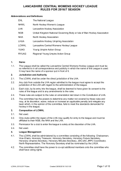 lancashire central womens hockey league rules for 2016/7 season