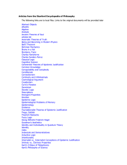 Articles from the Stanford Encyclopedia of Philosophy The following