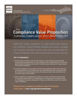 Compliance Value Proposition - Association of Equipment