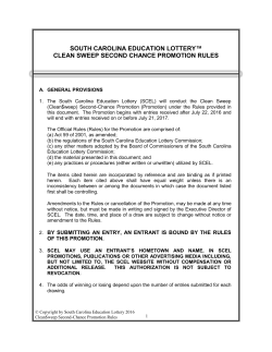 south carolina education lottery&trade; clean sweep second chance