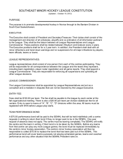 SOUTHEAST MINOR HOCKEY LEAGUE CONSTITUTION