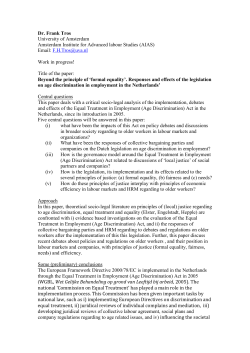 Dr. Frank Tros University of Amsterdam Amsterdam Institute for