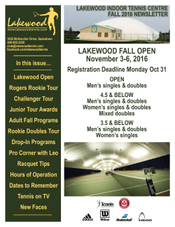 Fall 2016 Newsletter - Lakewood Indoor Tennis Centre