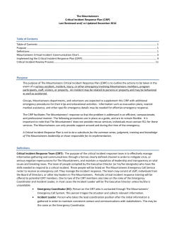 The Mountaineers Critical Incident Response Plan (CIRP) Last