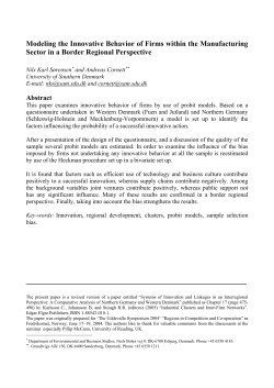 Modeling the Innovative Behavior of Firms within the Manufacturing