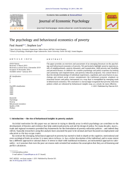 The psychology and behavioural economics of poverty