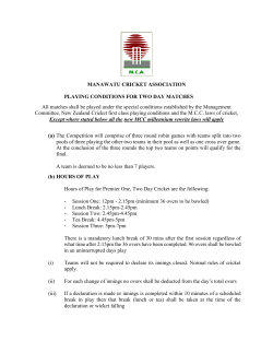 MANAWATU CRICKET ASSOCIATION PLAYING