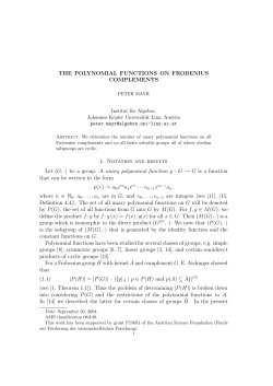 THE POLYNOMIAL FUNCTIONS ON FROBENIUS COMPLEMENTS
