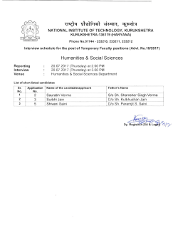 Interview schedule for the post of Temporary Faculty Positions
