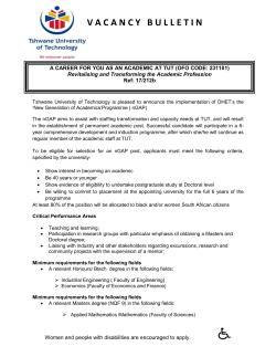 Advert nGAP New Generation of Acadamics` Programme Posts TUT