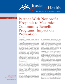 Partner With Nonprofit Hospitals to Maximize Community Benefit