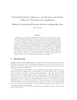 Kirchho Simulation, Migration, and Inversion using Finite Di erence