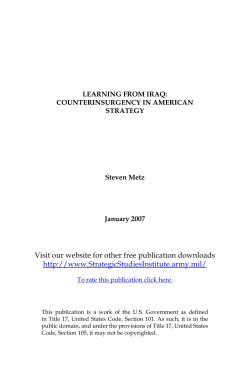 Learning from Iraq: Counterinsurgency in American Strategy