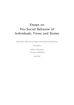 Essays on Pro-Social Behavior of Individuals, Firms and States